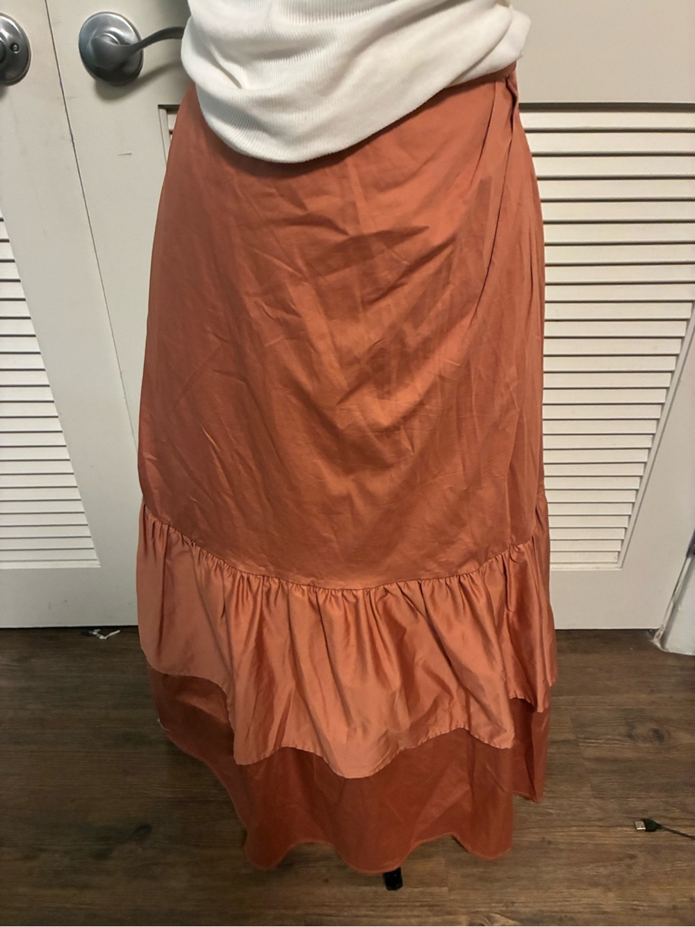 Tiered Maxi Skirt in Rust - Women's Ruffle Hem